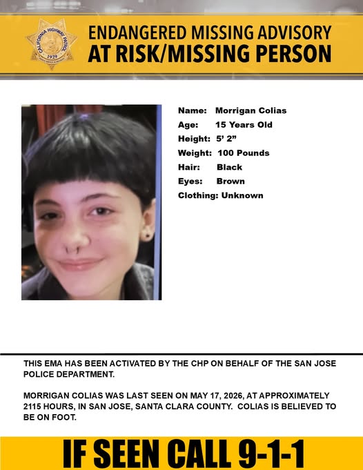 Missing Teen Alert: Endangered Missing Advisory Issued For 15-Year-Old Morrigan Colias In San Jose